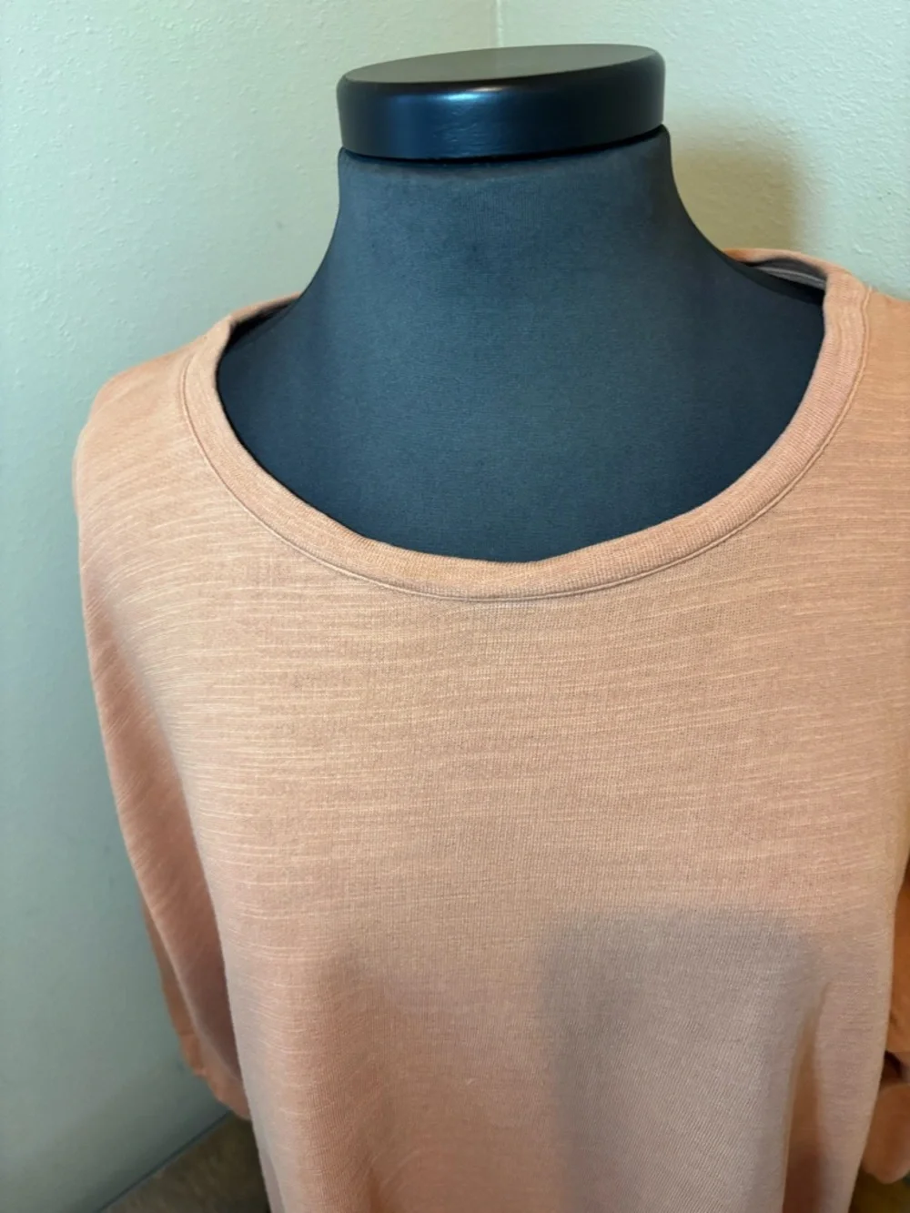 J. Jill Peach Relaxed Fit Long-Sleeve Pullover, peasant sleeves, XL, 100% cotton